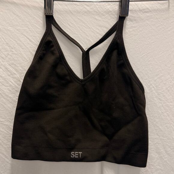 SET ACTIVE Sculptflex Ribbed V Bra Espresso Gym Working Yoga Small - Picture 2 of 4